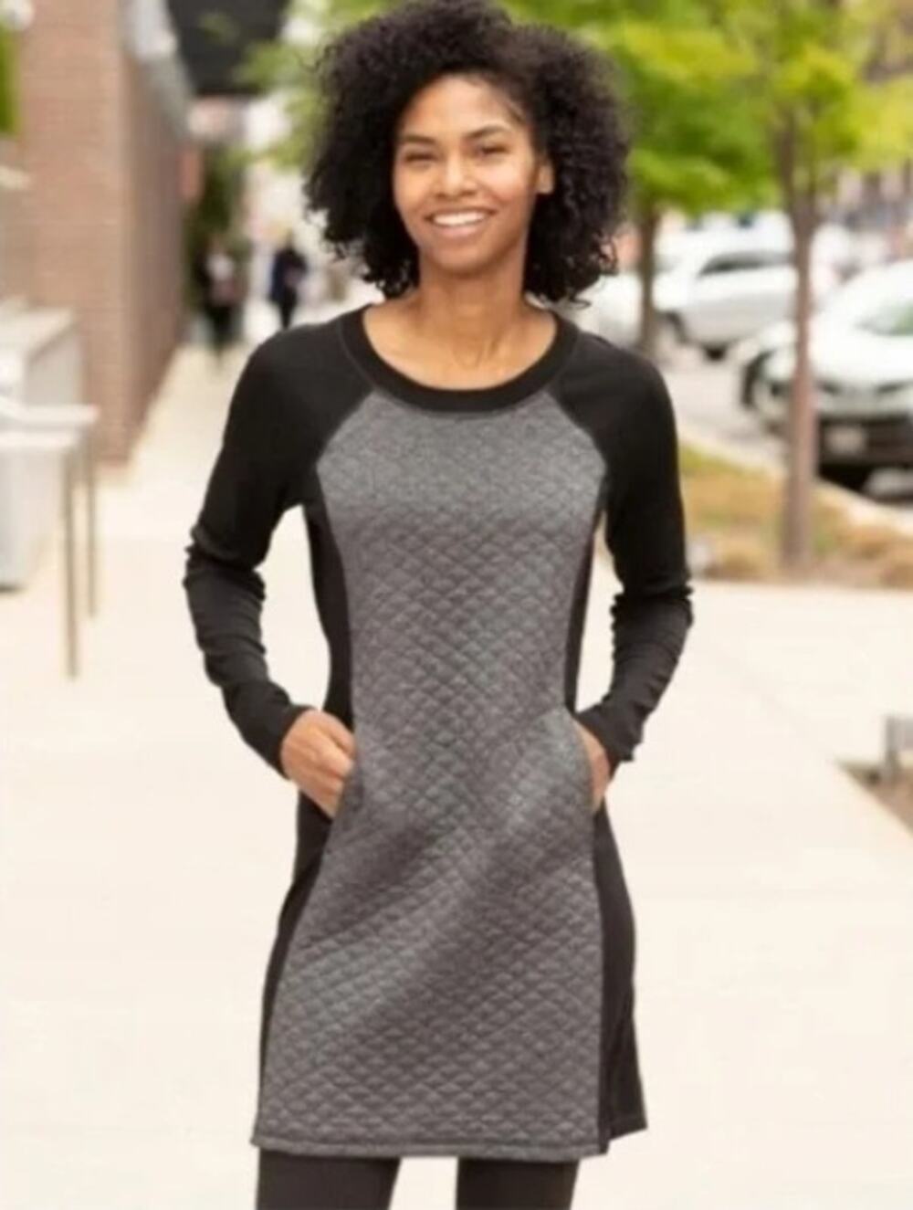 Smartwool Diamond Peak Dress Womens Medium Gray Black Merino Wool Quilted